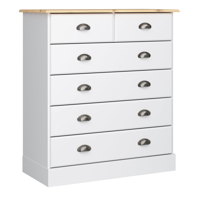 Nola 4+2 Drawer Chest White & Pine