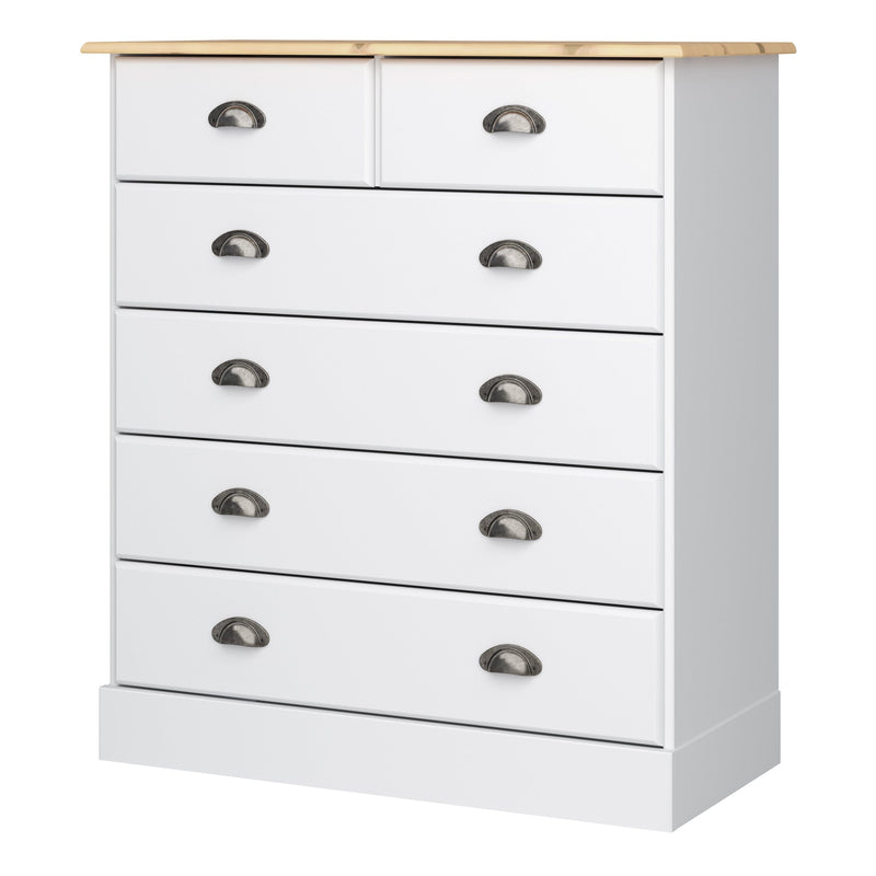 Nola 4+2 Drawer Chest White & Pine