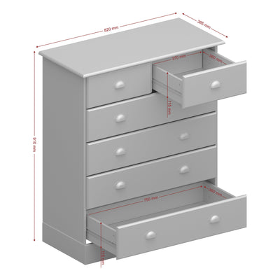 Nola 4+2 Drawer Chest White & Pine