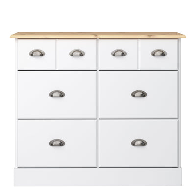 Nola 4+2 Wide Chest White & Pine