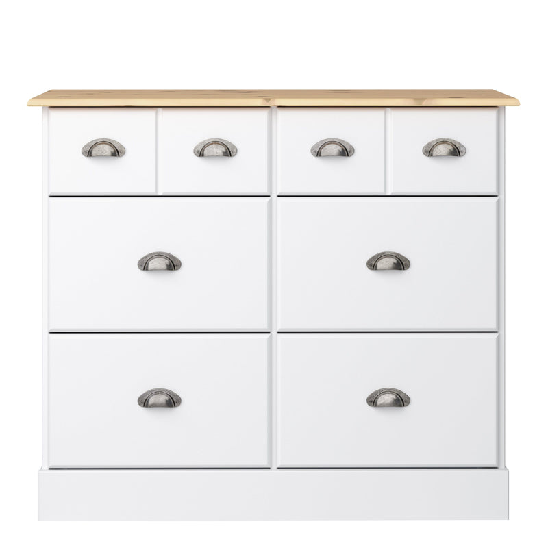 Nola 4+2 Wide Chest White & Pine