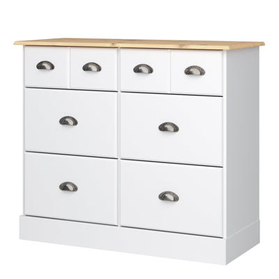 Nola 4+2 Wide Chest White & Pine