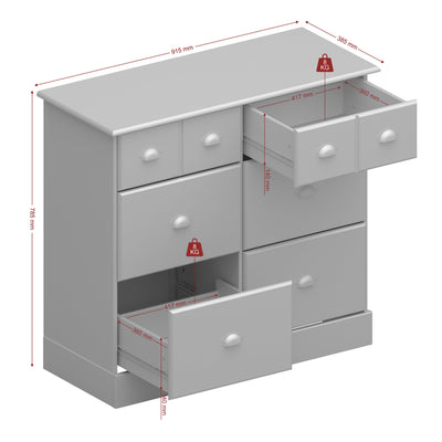 Nola 4+2 Wide Chest White & Pine