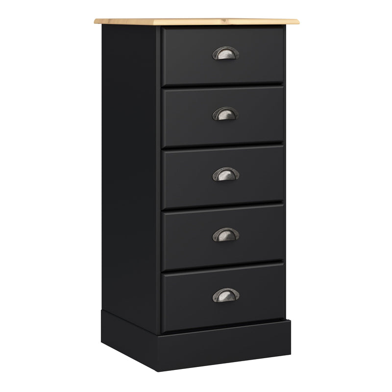 Nola 5 Drawer Chest Black & Pine