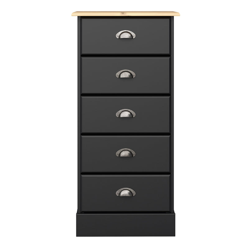 Nola 5 Drawer Chest Black & Pine