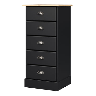 Nola 5 Drawer Chest Black & Pine