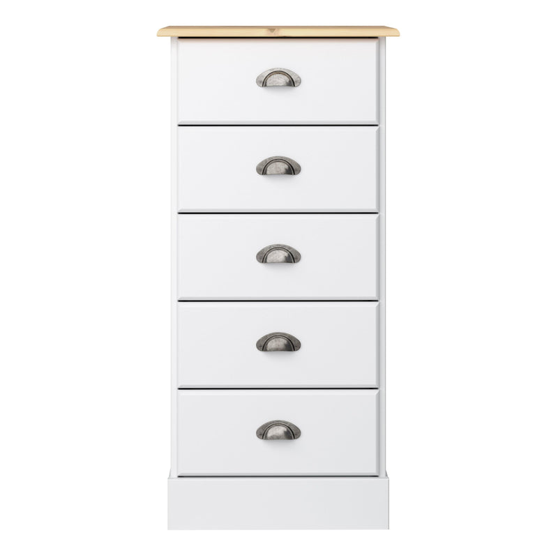 Nola 5 Drawer Chest White & Pine