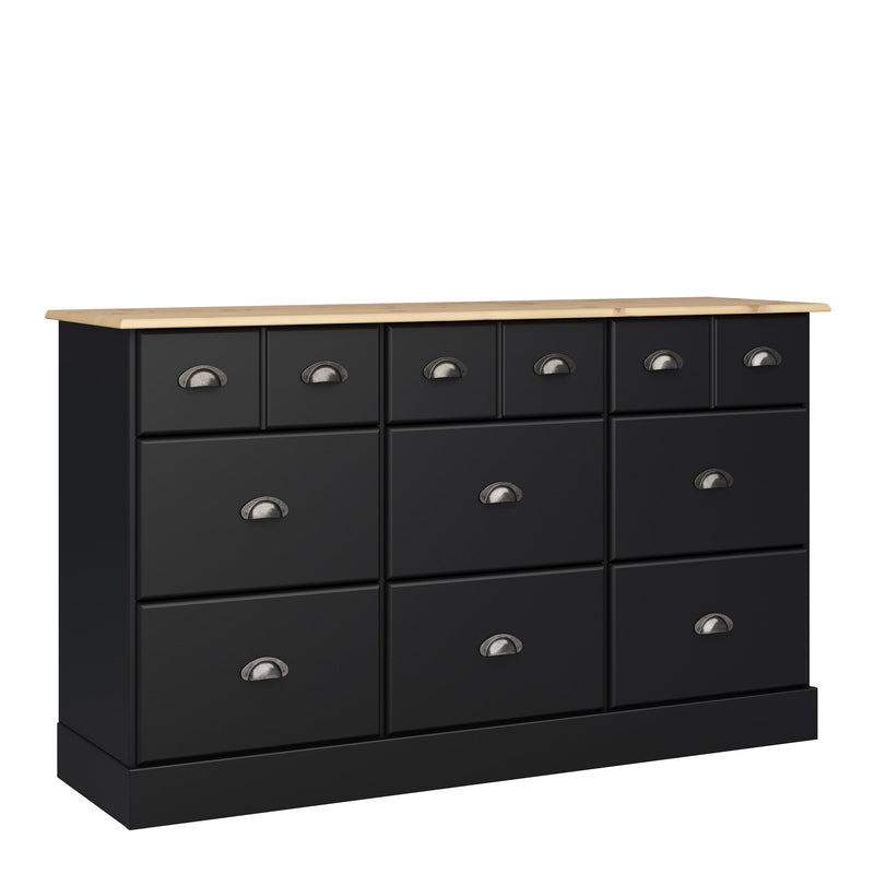 Nola 6+3 Drawer Chest Black & Pine