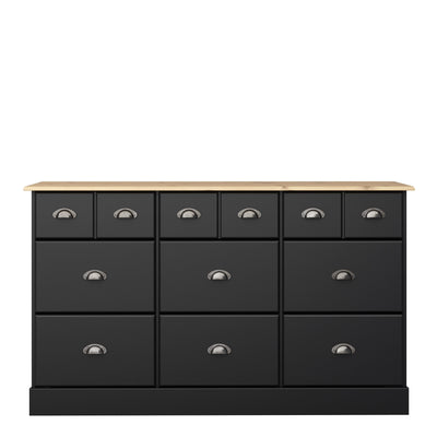 Nola 6+3 Drawer Chest Black & Pine