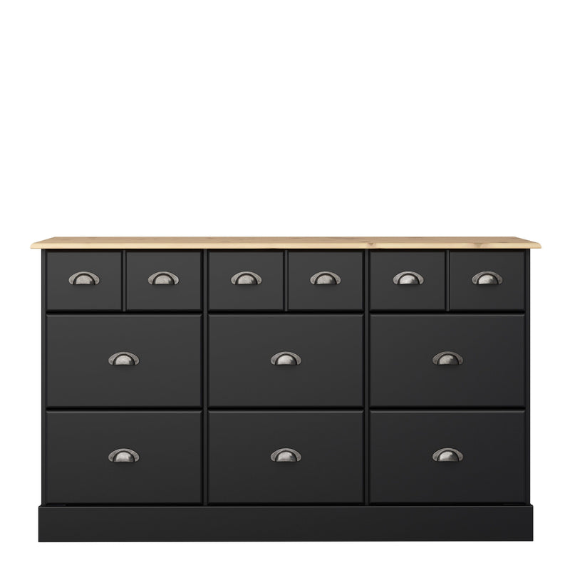 Nola 6+3 Drawer Chest Black & Pine