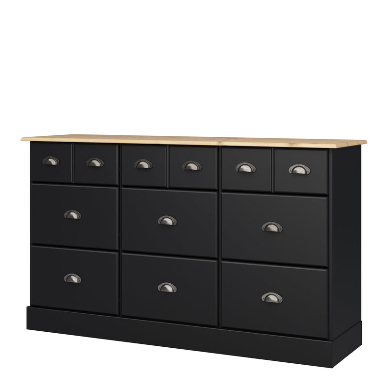 Nola 6+3 Drawer Chest Black & Pine