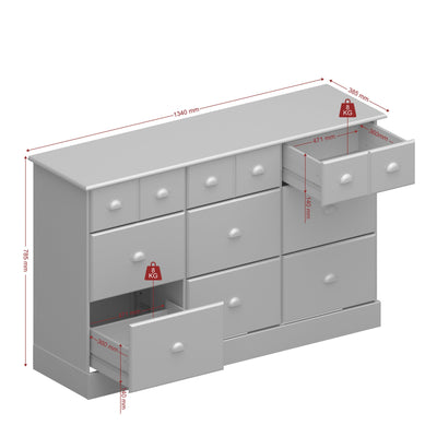 Nola 6+3 Drawer Chest White & Pine