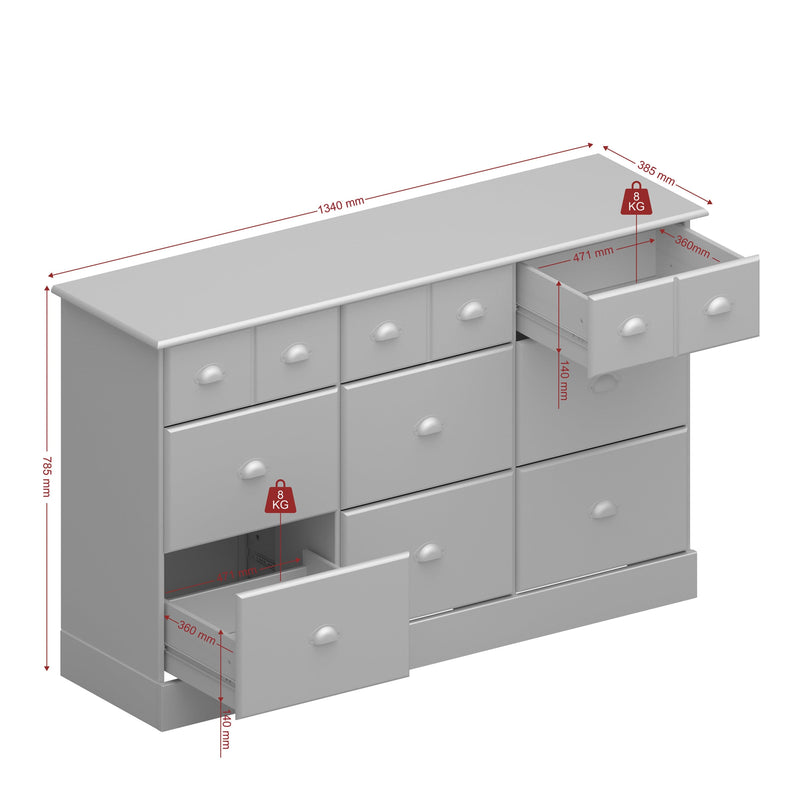 Nola 6+3 Drawer Chest White & Pine