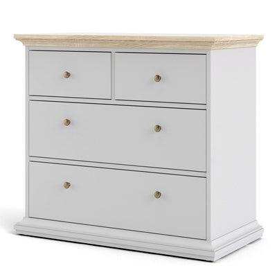 Paris Chest of 4 Drawers in White and Oak