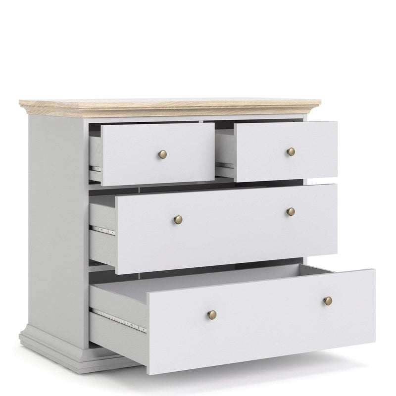 Paris Chest of 4 Drawers in White and Oak