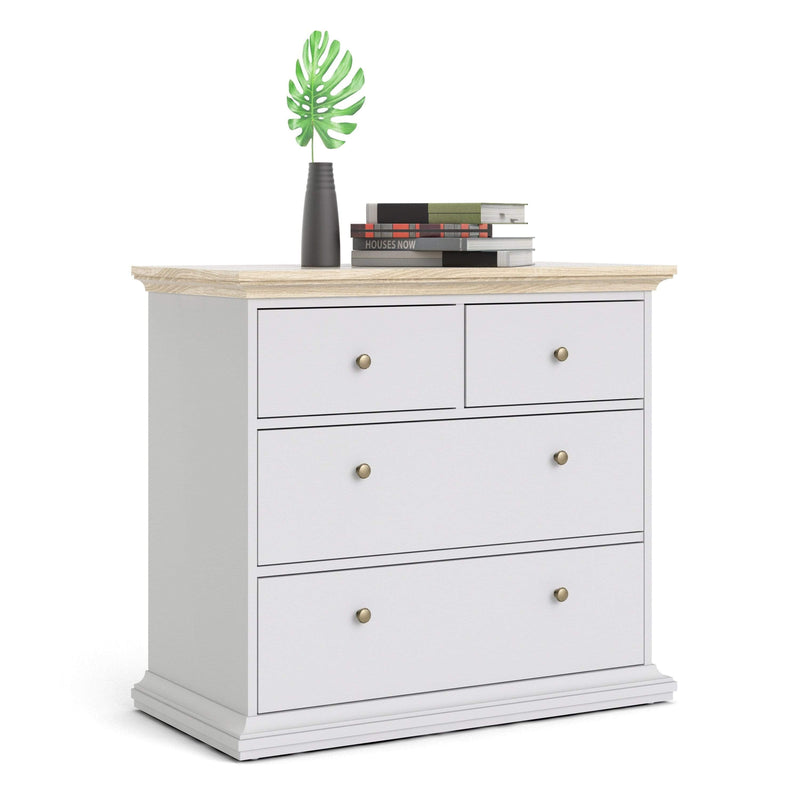 Paris Chest of 4 Drawers in White and Oak