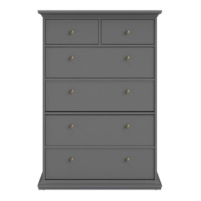 Paris Chest of 6 Drawers in Matt Grey