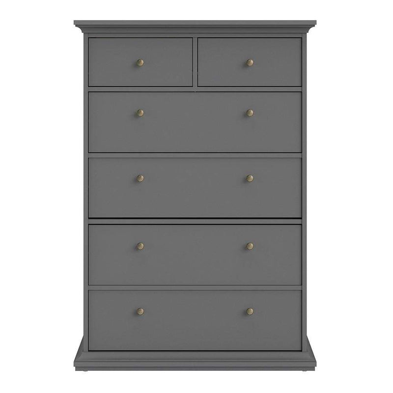 Paris Chest of 6 Drawers in Matt Grey