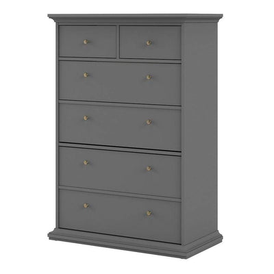 Paris Chest of 6 Drawers in Matt Grey