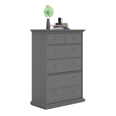 Paris Chest of 6 Drawers in Matt Grey