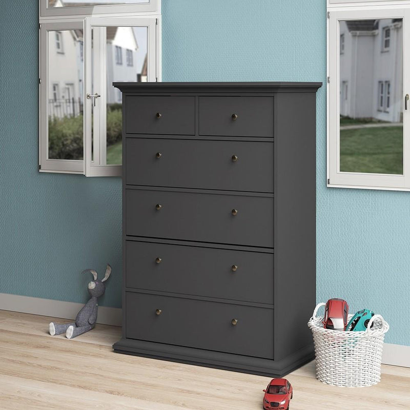 Paris Chest of 6 Drawers in Matt Grey