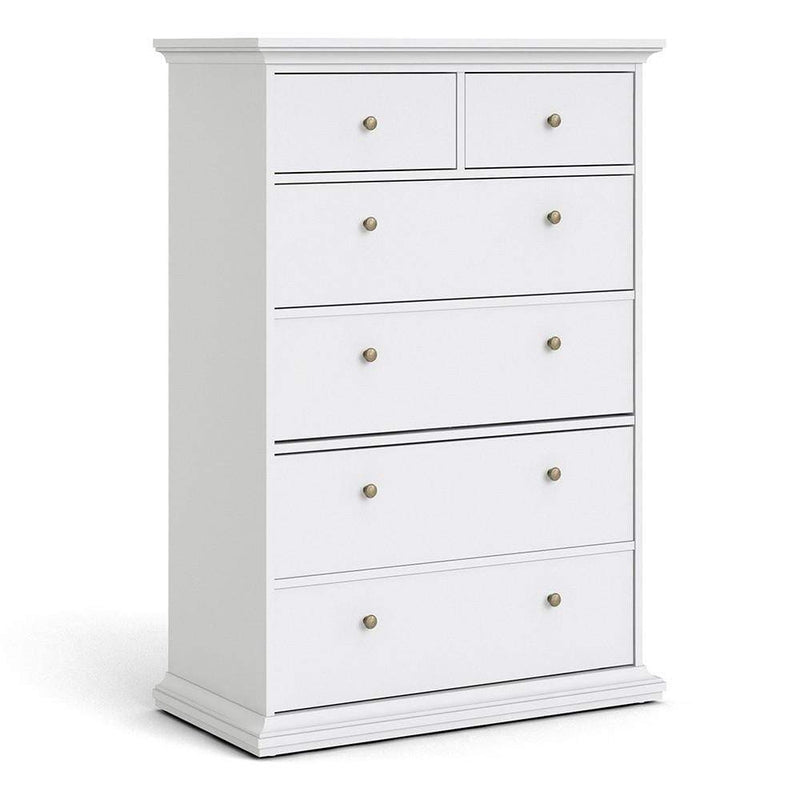 Paris Chest of 6 Drawers in White