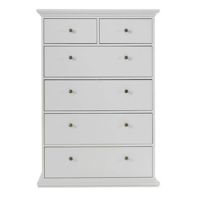 Paris Chest of 6 Drawers in White