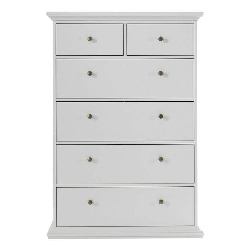 Paris Chest of 6 Drawers in White