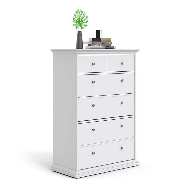 Paris Chest of 6 Drawers in White