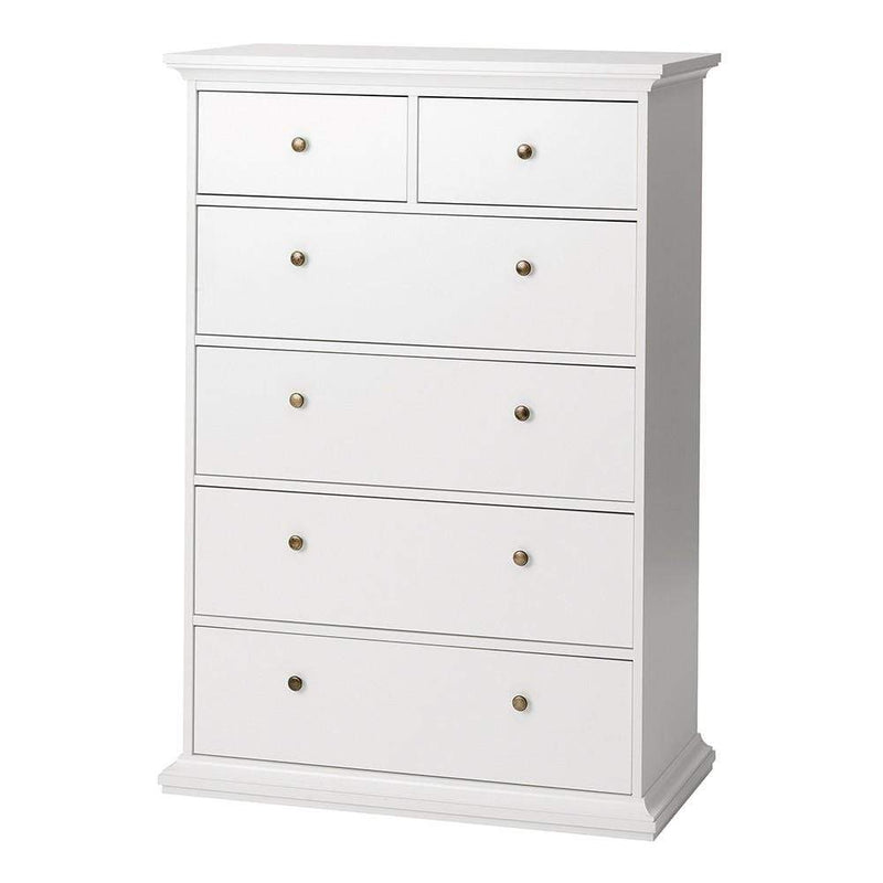 Paris Chest of 6 Drawers in White