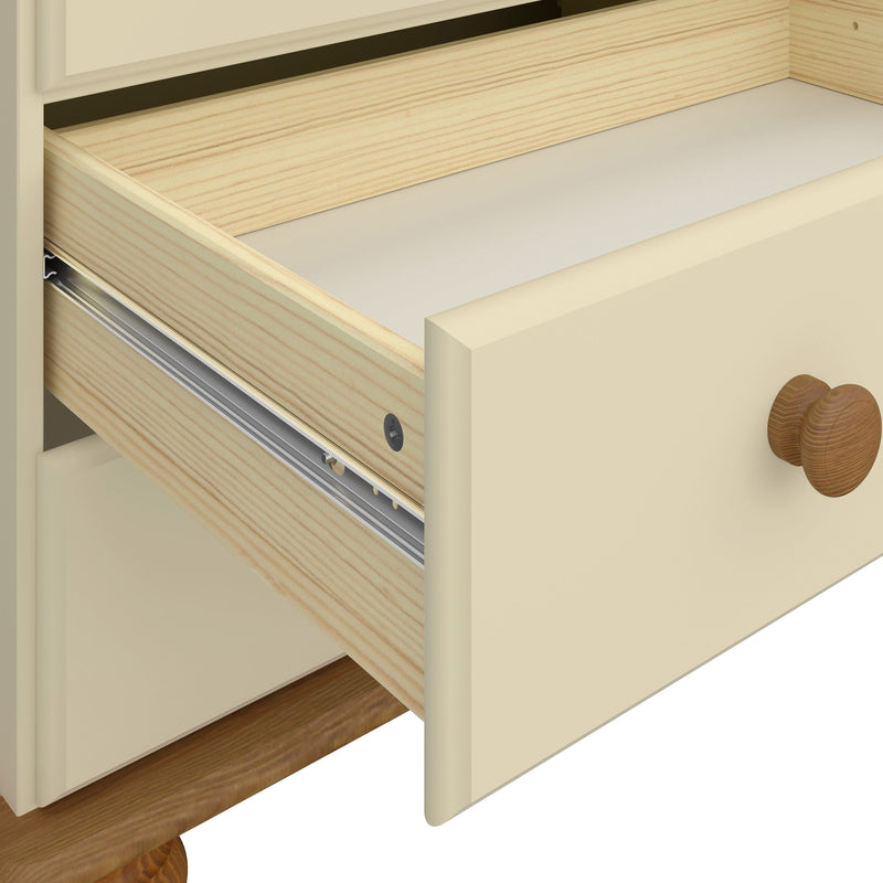 Richmond 5 Drawer Narrow Chest Cream & Pine