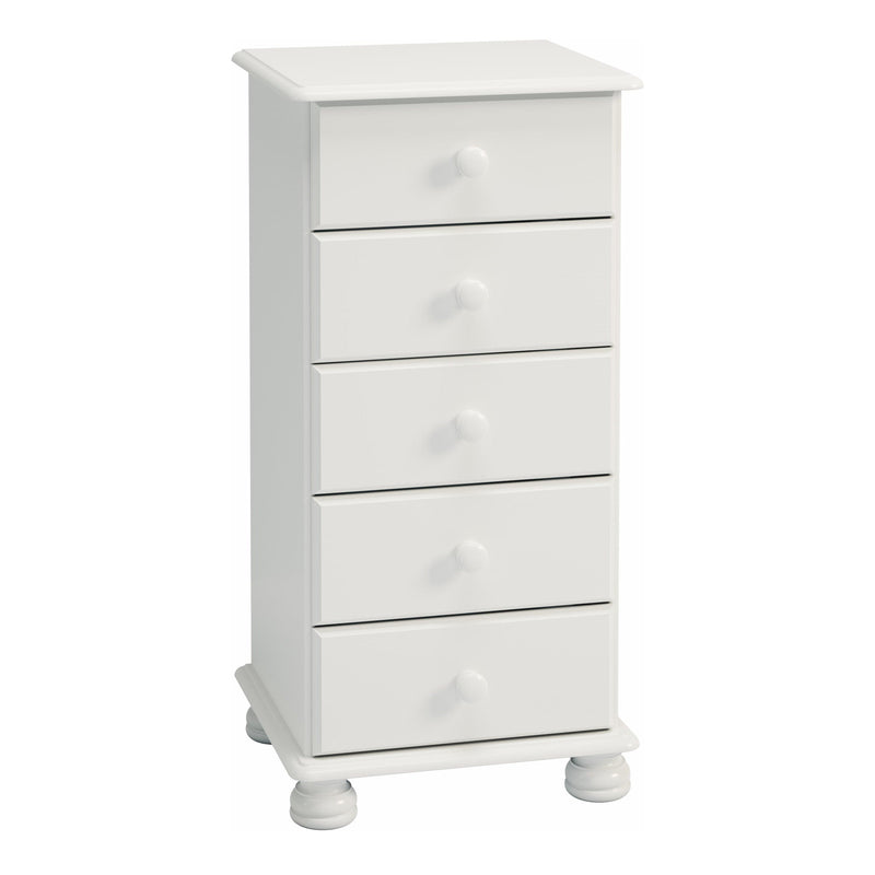 Richmond 5 Drawer Narrow Chest Off White