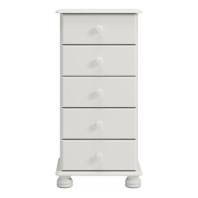 Richmond 5 Drawer Narrow Chest Off White