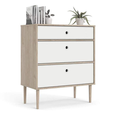 Rome Chest 3 Drawers in Jackson Hickory Oak with Matt White