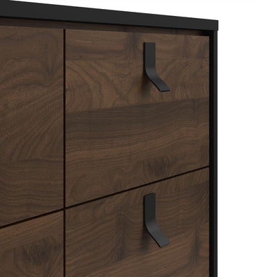 Ry Double Chest Of Drawers 6 Drawers In Matt Black Walnut