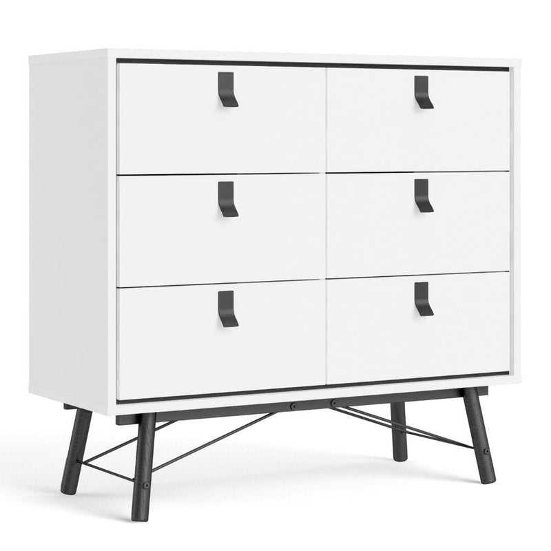 Ry Double Chest Of Drawers 6 Drawers In Matt White