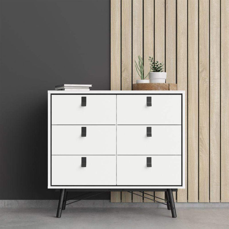 Ry Double Chest Of Drawers 6 Drawers In Matt White