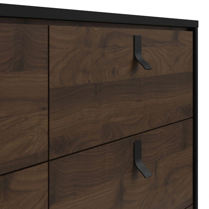 Ry Wide Double Chest Of Drawers 6 Drawers In Matt Black Walnut