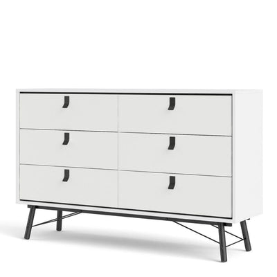 Ry Wide Double Chest Of Drawers 6 Drawers In Matt White