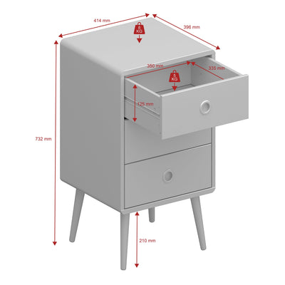 Softline 3 Drawer Chest Grey