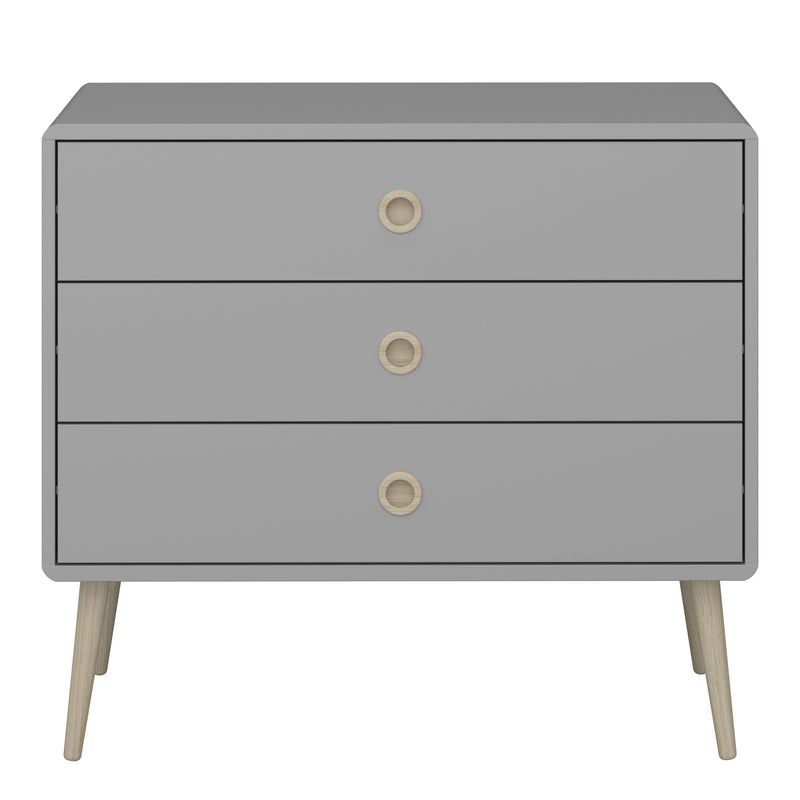 Softline 3 Drawer Wide Chest Grey