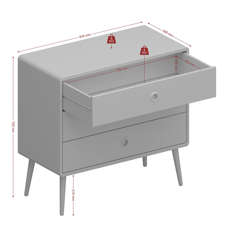 Softline 3 Drawer Wide Chest Grey