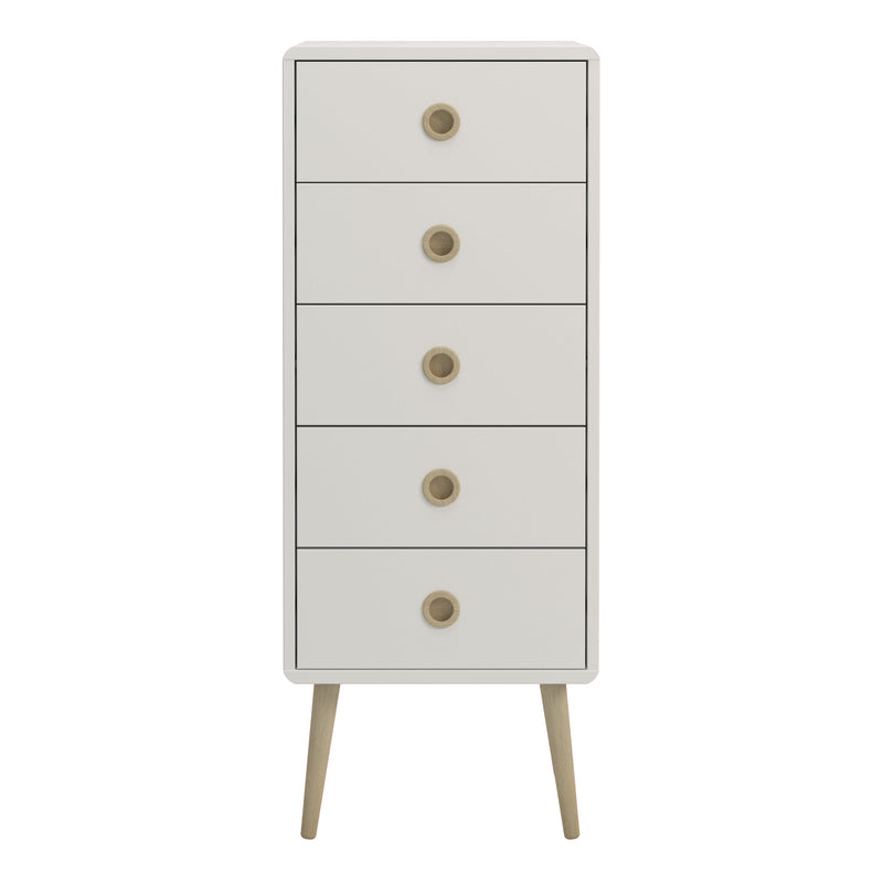 Softline 5 Drawer Narrow Chest Off White