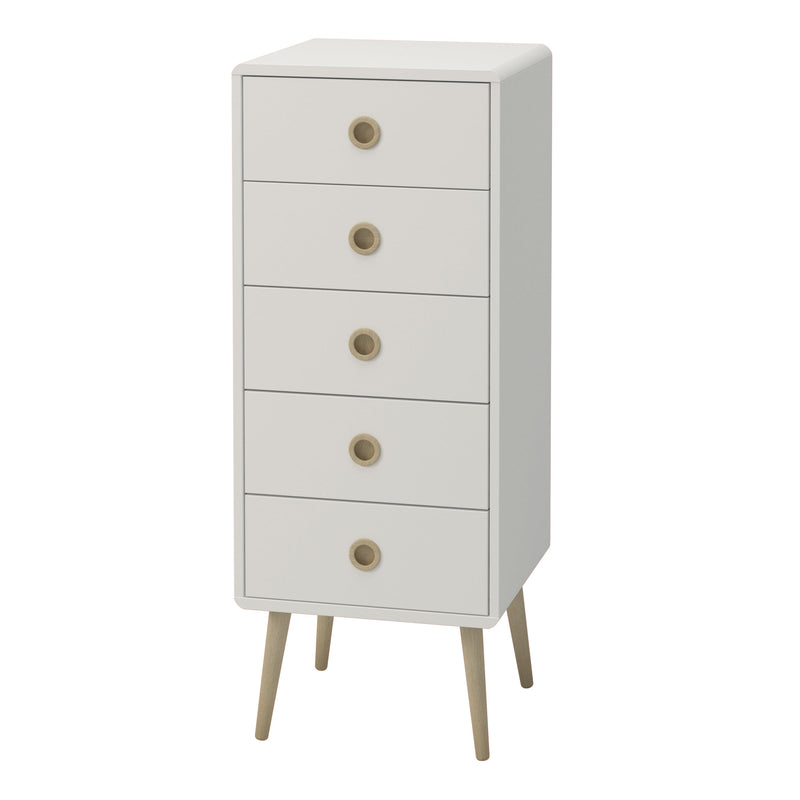 Softline 5 Drawer Narrow Chest Off White