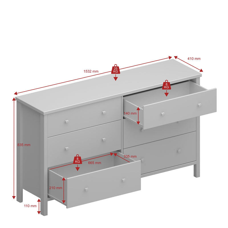 Tromso 3 + 3 Wide Chest Grey