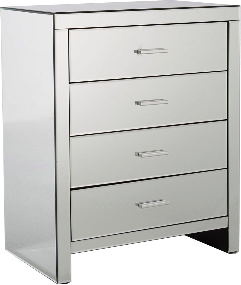 Venetian 4 Drawer Chest Clear Mirror Finish