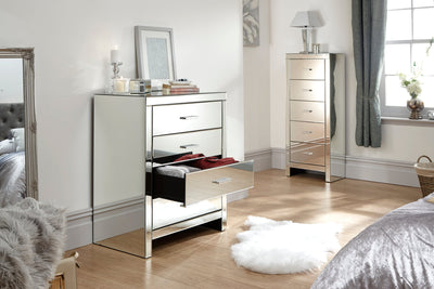 Venetian 4 Drawer Chest Clear Mirror Finish