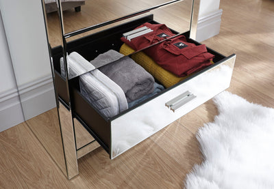 Venetian 4 Drawer Chest Clear Mirror Finish