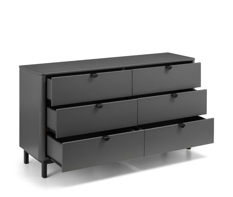 Chloe 6 Drawer Wide Chest - Storm Grey/Black