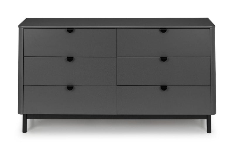 Chloe 6 Drawer Wide Chest - Storm Grey/Black